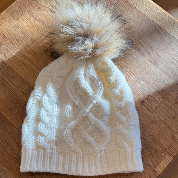 J. Crew Accessories - J. Crew Cream Knit Beanie with Pom